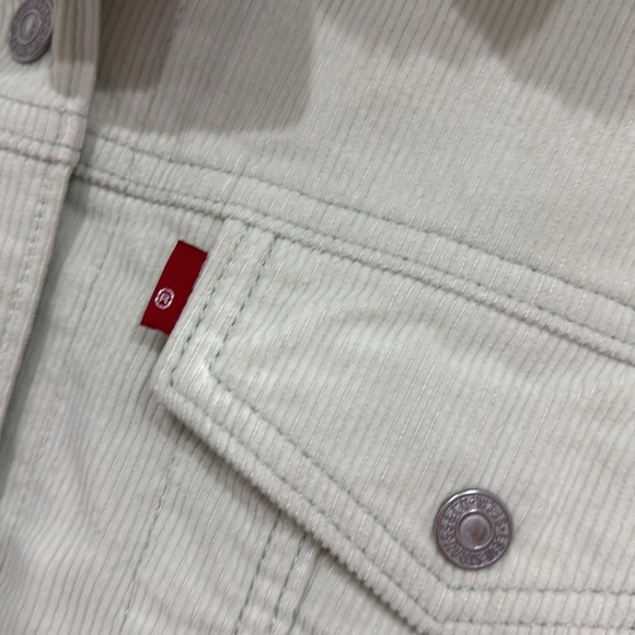 NWT Levi’s Corduroy Baby Cropped Trucker Jacket XSmall Pistachio Green Pockets - Picture 5 of 9